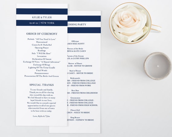Wedding Program Template Printable Wedding Program Ceremony Etsy