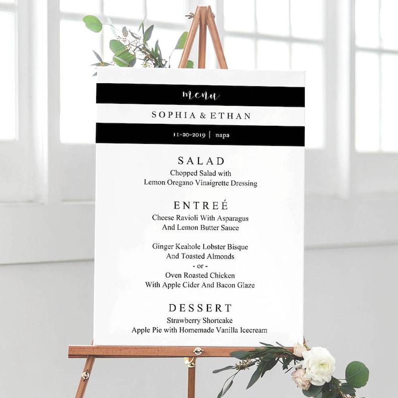 Wedding Menu Sign Template, Printable Wedding Menu Board, DIY Wedding Menu Poster, Wedding Sign, TEMPLETT PDF Jpeg Downlaod SPP034ms image 2