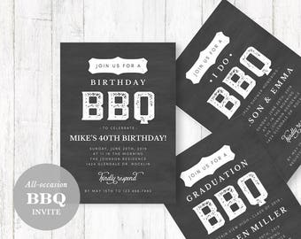 Printable Barbeque Party Invitation Template, Birthday, Baby Shower, Couples Shower, Party Invite, TEMPLETT, PDF, Jpeg #SPP333bq