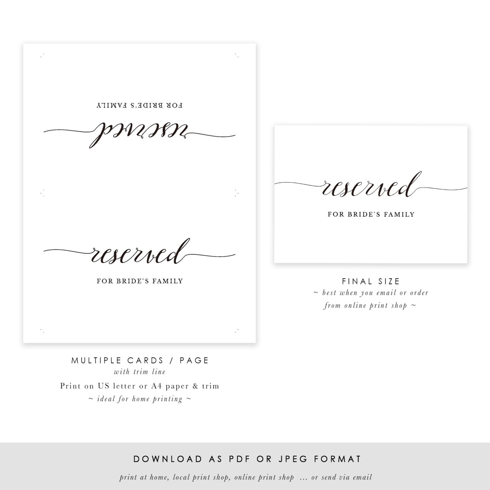 Reserved Sign Printables Editable PDF Template Instant - Etsy