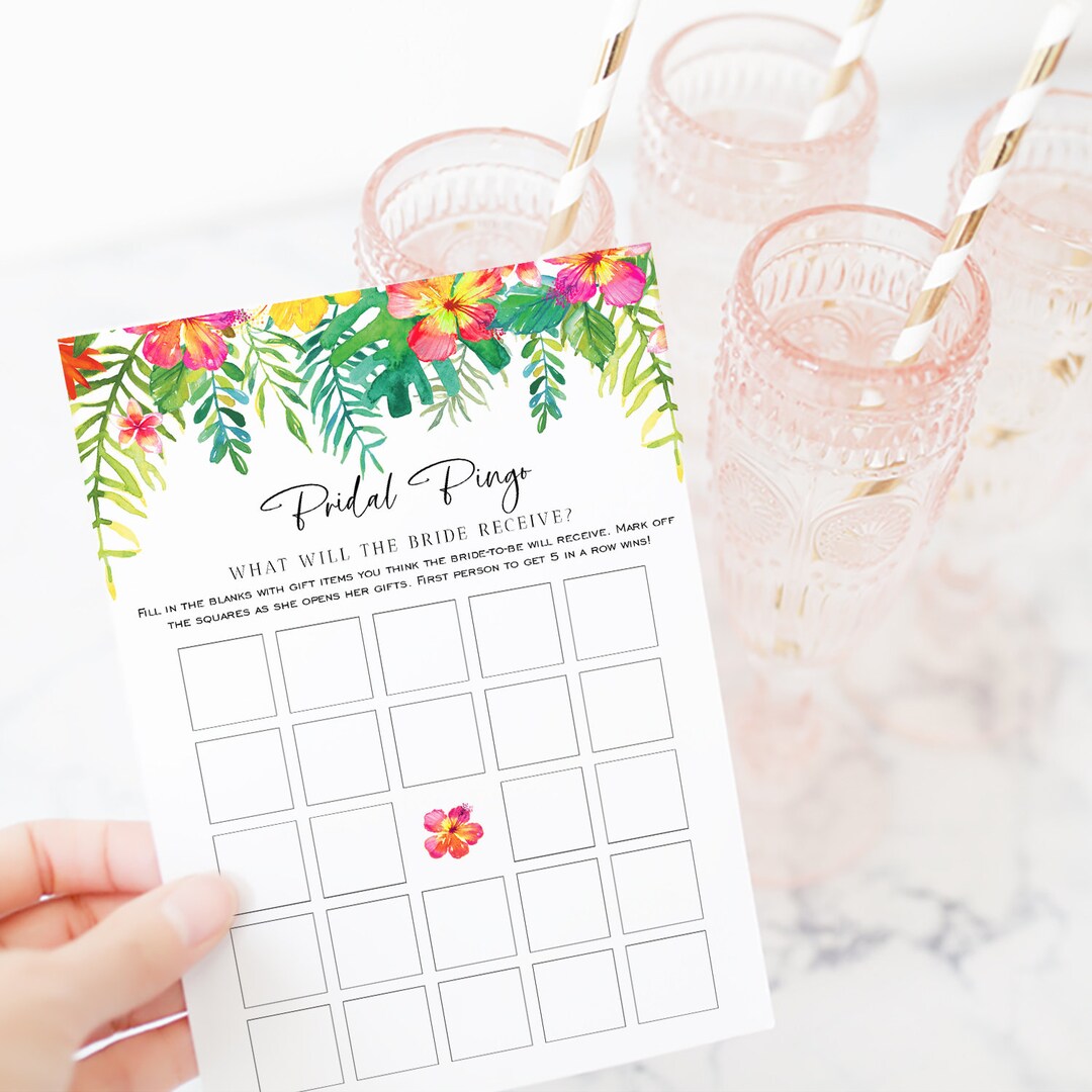 Bridal Bingo Game Card Printable, Bridal Shower Game Template, Editable ...