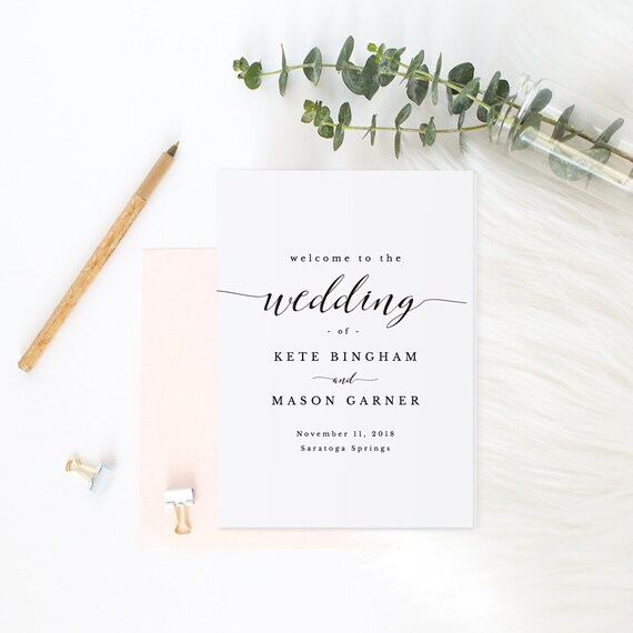Wedding Program Book Template Printable Wedding Program Etsy