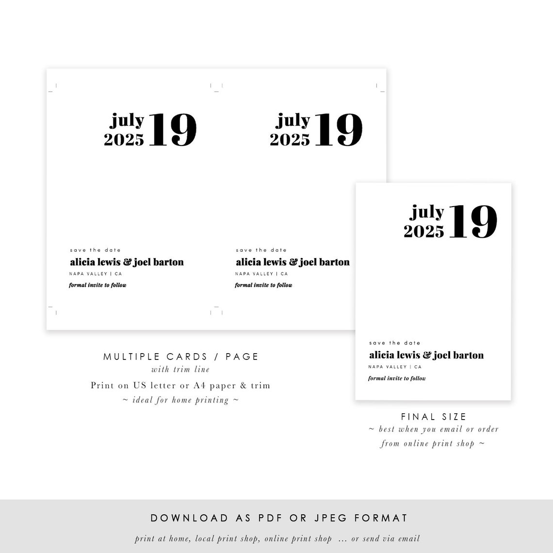 Printable Save the date Template Save The Date Invitation Etsy Printable Save the date Template Save The Date Invitation Etsy