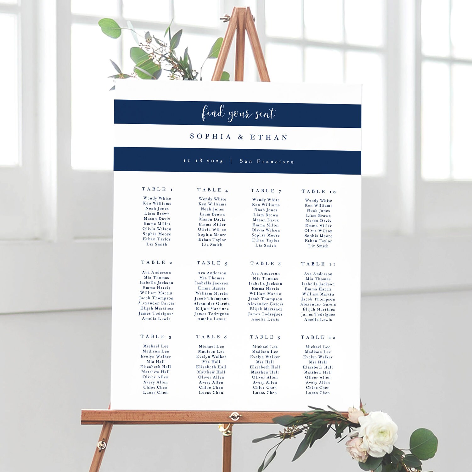 Wedding Seating Chart Template, Seating Chart Printable, Seating Board, Printable, DIY, I Navy Stripe, Elegant Modern, Templett, spp035se - Etsy wedding-seating-chart-template-seating-chart-printable-seating-board-printable-diy-i-navy-stripe-elegant-modern-templett-spp035se-etsy