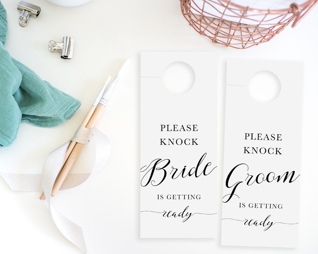 Wedding Door Hanger, Printabletemplate, Please Knock Door Hanger, Wedding Door Tags, Reception ...