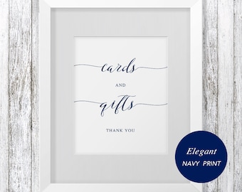 Navy Cards and Gifts Sign, wedding sign Printable, Gift Table Sign, Wedding Printable, TEMPLETT PDF Jpeg, DIY, Modern Blue Wedding #SPP008cg