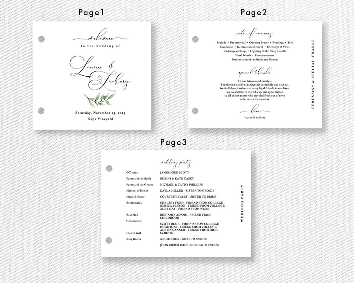 Booklet Wedding Program Template Printable Wedding Program | Etsy