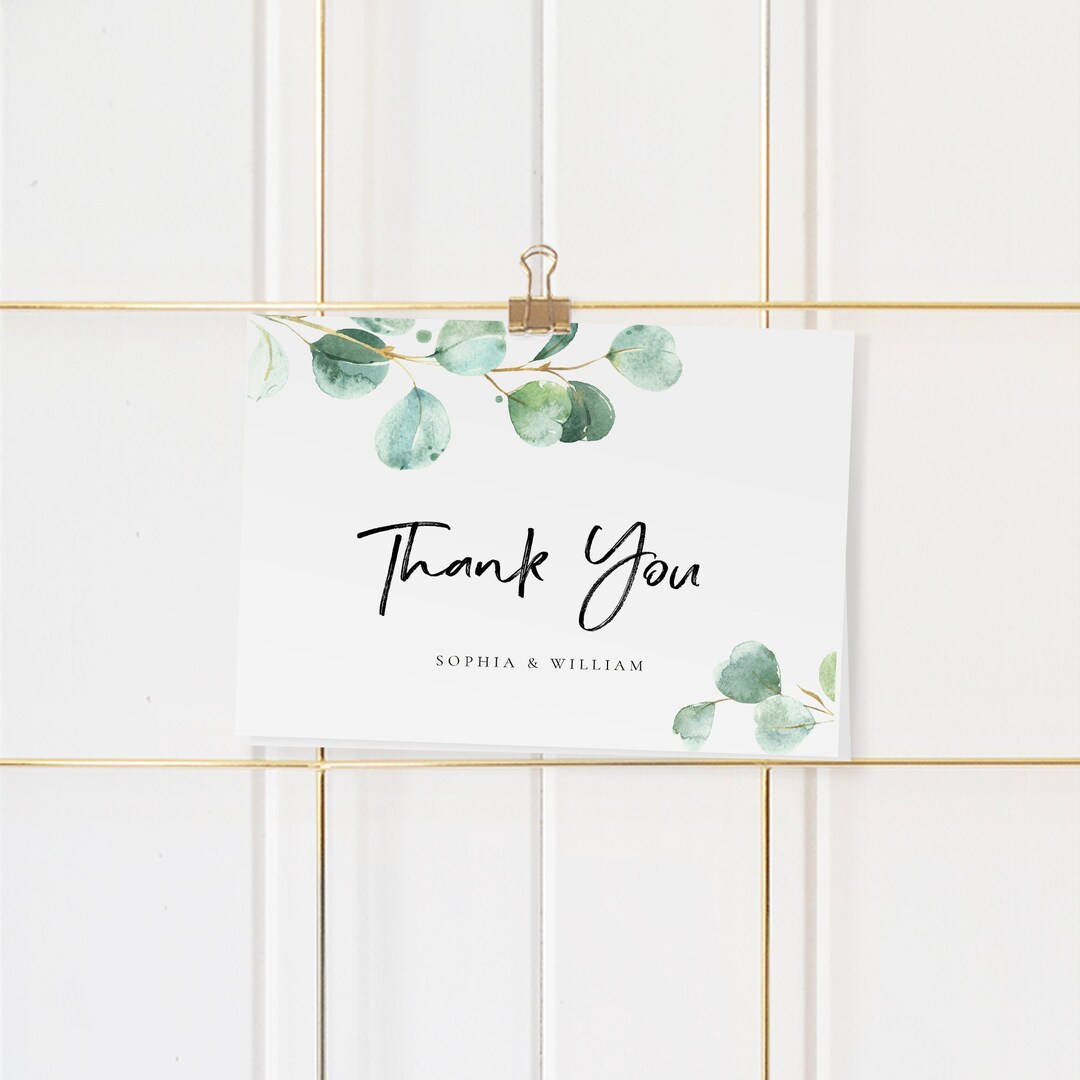 Printable Thank You Card Template, Personalized DIY Thank You Card, Wedding Announcement ...