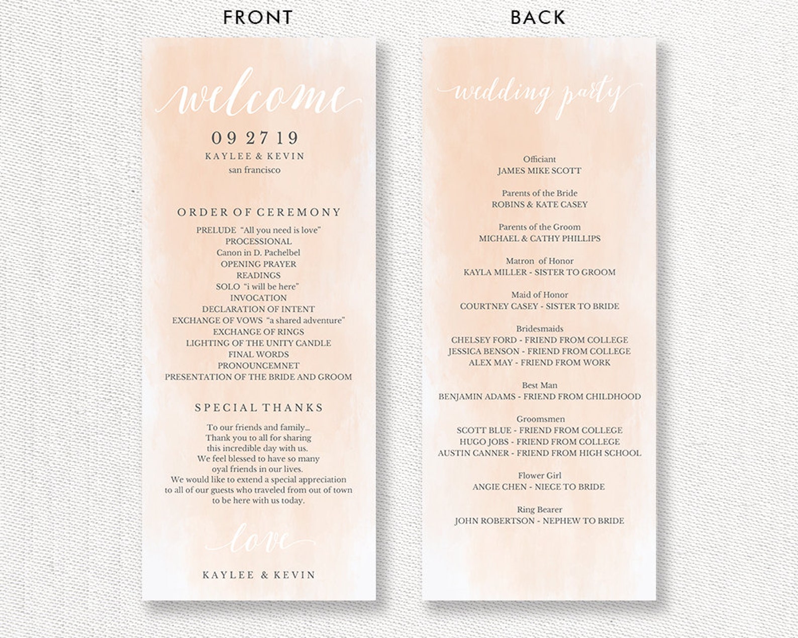 Blush Wedding Program Template Printable Wedding Program Etsy