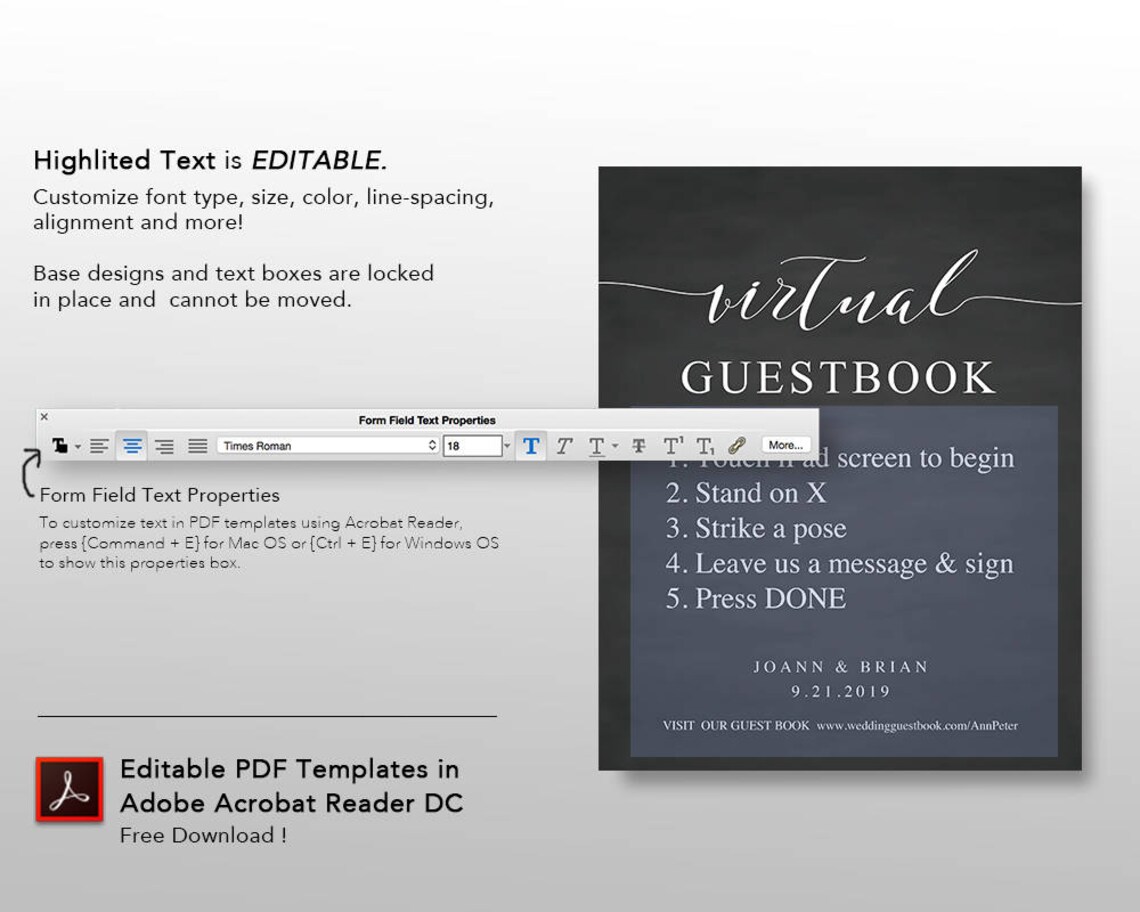Virtual Guestbook Sign Template Printable Iguestbook Sign Etsy