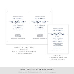 Printable Navy Reception Invitation Template, Evening Reception Invite, DIY Formal Wedding Reception Card, TEMPLETT, Modern SPP008iiri image 5