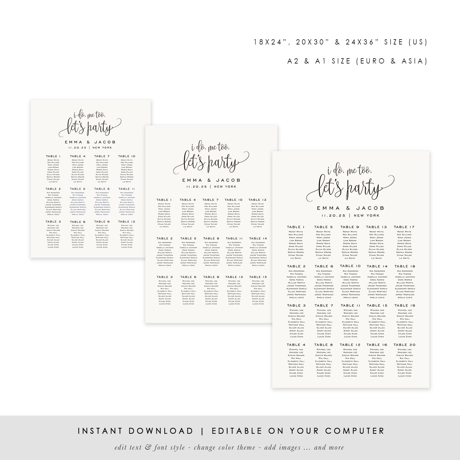 Wedding Seating Chart Template Seating Chart Printable Etsy