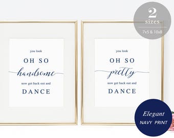 Navy Wedding Bathroom Signs Printable, Wedding Restroom Sign Template, You Look Oh So, Get Back Out Dance, TEMPLETT PDF Jpeg #SPP008wrs