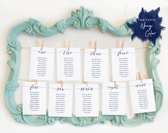 Navy Wedding Seating Chart Printables, Seating Card Templates, Seating Plan, Wedding Seating Cards TEMPLETT PDF Jpeg Download #SPP008sc