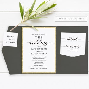 Printable Wedding Invitation Template, Wedding Invitation Set, DIY Wedding Cards, TEMPLETT, Modern Calligraphy, Rustic Wedding SPP007iiwis image 2