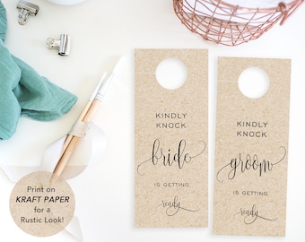 Wedding Door Hanger, PrintableTemplate, Kindly Knock Door Hanger, Wedding door tags, Reception Sign, PDF Instant Download, wedding ideas