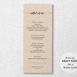 Wedding Menu Template, Printable Menu, Wedding Dinner Menu, DIY Menu Card, Rustic Calligrahpy, TEMPLETT PDF Jpeg Download SPP007mn image 3