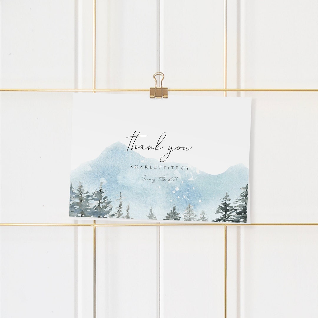 Printable Thank You Card Template, Personalized DIY Thank You Card, Wedding Announcement ...