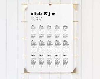 Wedding Seating Chart Template, Seating Chart Printable, Seating Board, Templett PDF Jpeg Download, Minimalist Modern Font Vivid#SPP061se