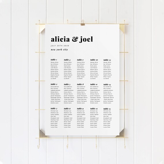 Wedding Seating Chart Template Seating Chart Printable | Etsy