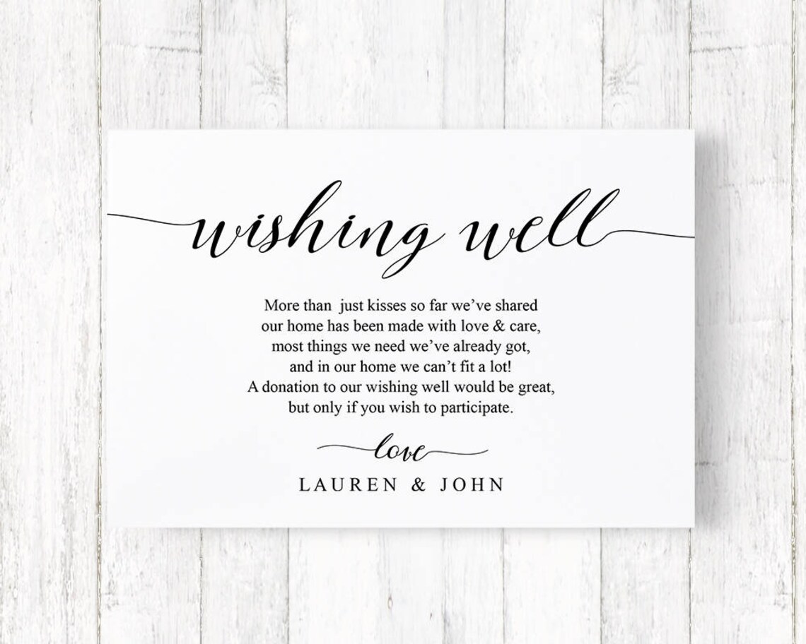 Wedding Wishing Well Card Enclosure Card Wishing Well Etsy