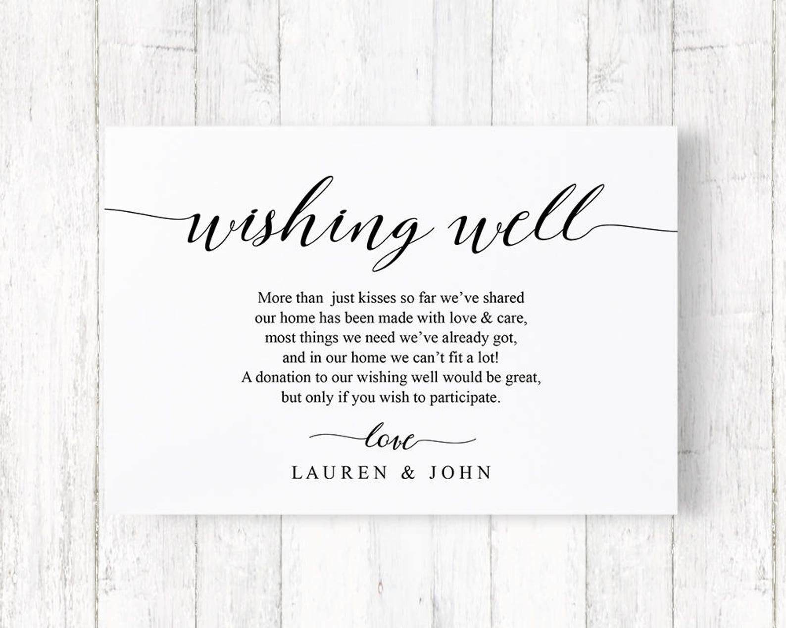 Wedding Wishing Well Card Enclosure Card Wishing Well Etsy Canada