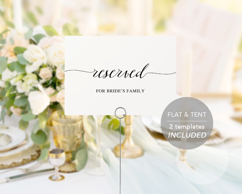 Reserved Sign Printables Editable PDF Template Instant - Etsy