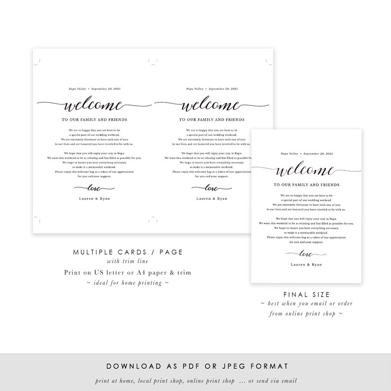 Wedding Itinerary Card, Welcome Note, Printable Wedding Itinerary, Agenda, Schedule, Welcome Bag Letter, Timeline Icon, Templett SPP007we image 7