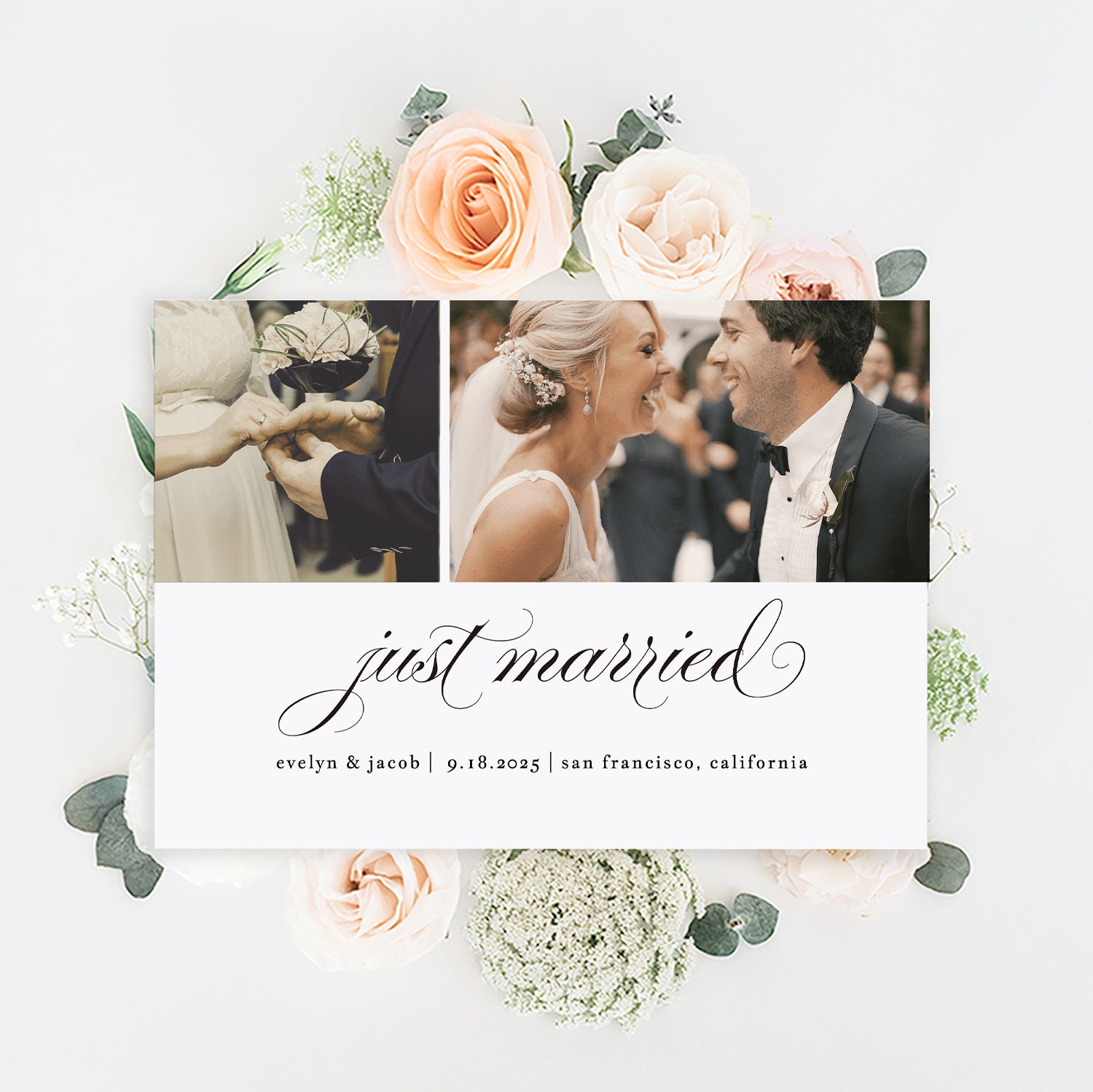 Printable Wedding Announcement Template Elopement | Etsy