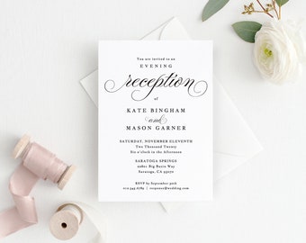 Printable Wedding Reception Invitation Template, Evening Reception Invite, DIY Formal Reception Card, TEMPLETT, Modern #SPP014iiri