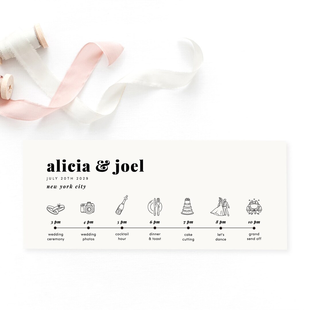 Wedding Timeline Card Order of Events Icon Timeline Wedding - Etsy