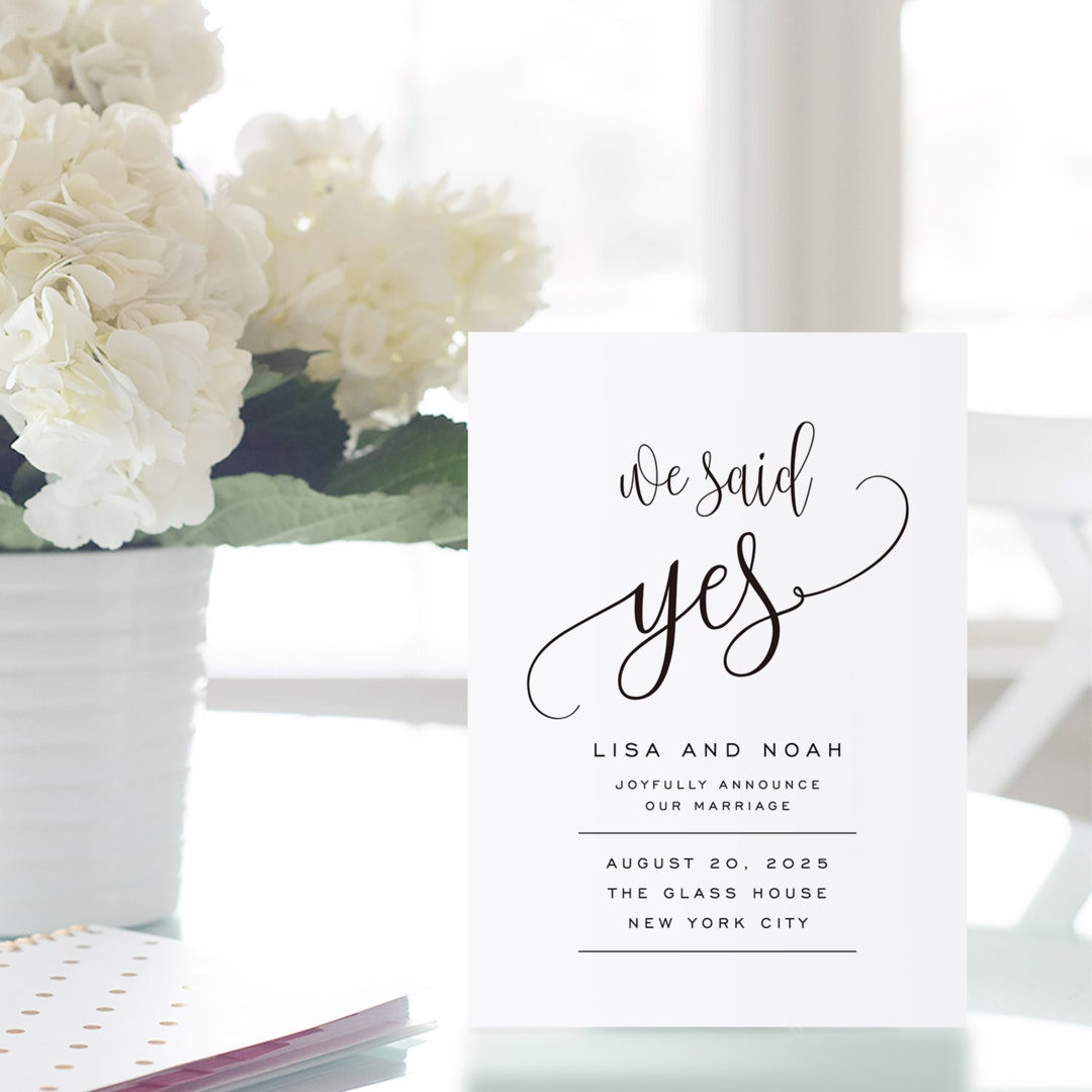 Printable Wedding Announcement Template, Elopement Announcement, DIY We ...