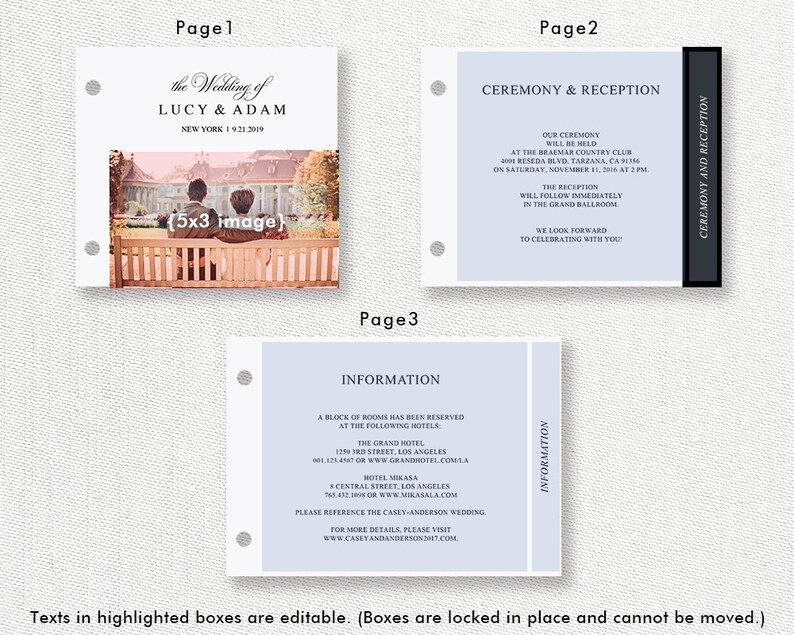 Booklet Invitation Set Printable Wedding Invitation Template Etsy