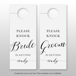Wedding Door Hanger, Printabletemplate, Please Knock Door Hanger, Wedding Door Tags, Reception ...