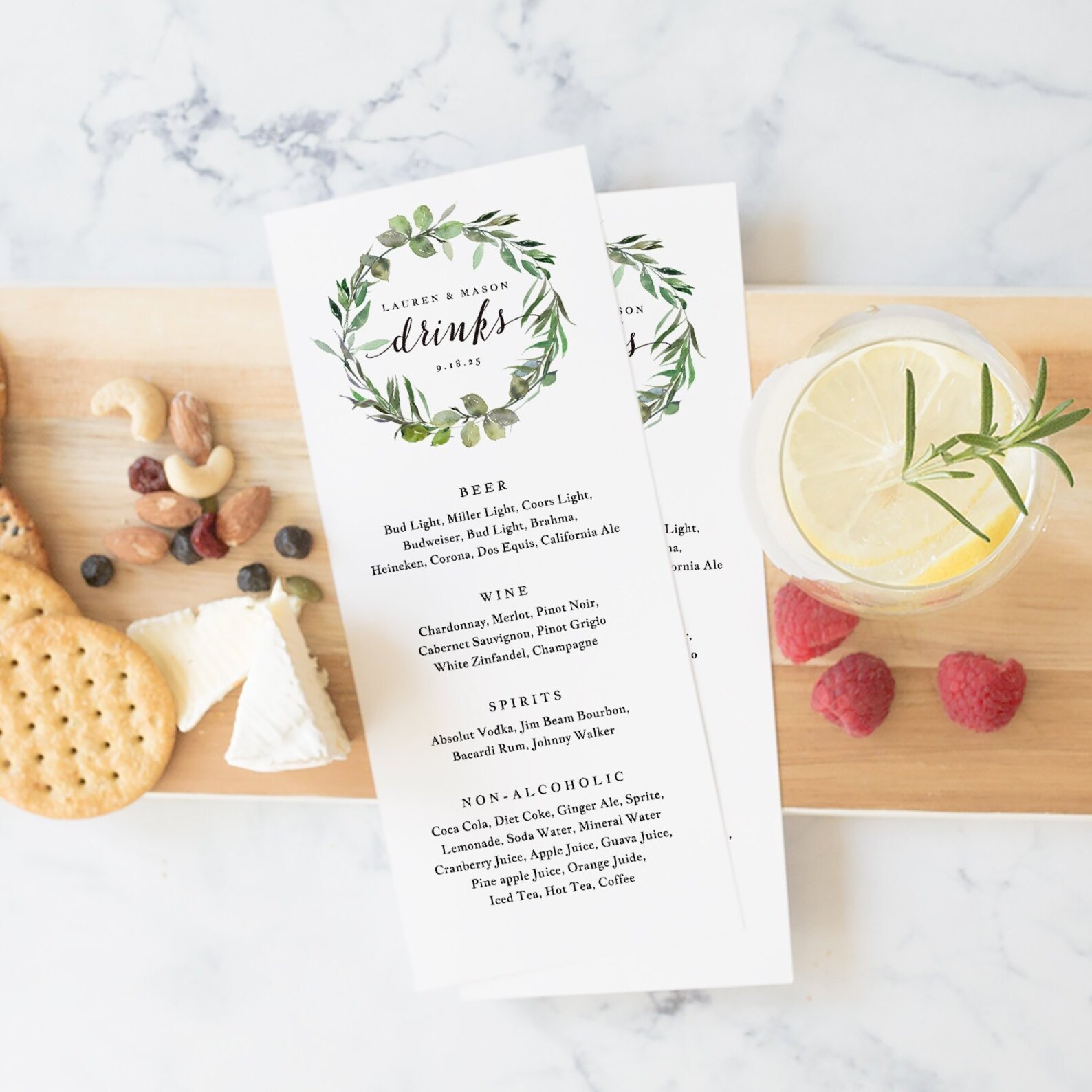 Drink Menu Template Printable Wedding Drink Menu Alcohol - Etsy