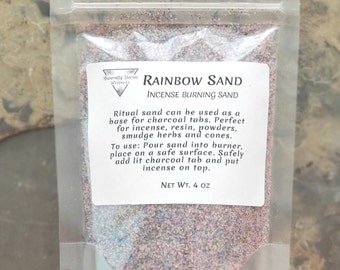 Rainbow Sand - Incense Sand, Burning Resins, Smudge Herbs, Charcoal Tablet Sand, Incense Burning Sand, Ritual Sand for Incense Burner