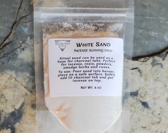 White Sand - Incense Sand, Burning Resins, Smudge Herbs, Charcoal Tablet Sand, Incense Burning Sand, Ritual Sand for Incense Burner