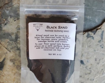 Black Sand - Incense Sand, Burning Resins, Smudge Herbs, Charcoal Tablet Sand, Incense Burning Sand, Ritual Sand for Incense Burner