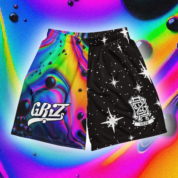 GRIZ rainbow brain mesh shorts | edm music festical merch