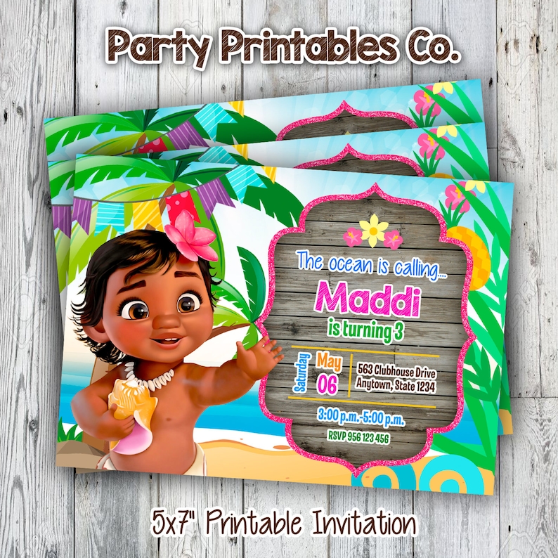 Moana Printable Invitation / Moana Little one / Birthday Invitation graphic relating to Moana Printable Invitations identified as Moana Printable Invitation / Moana Child / Birthday Invitation
