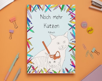 Katzen Malbuch mit 40 verschiedene Bilder zum ausmalen, gezeichnete Kinder Beschäftigung ohne KI, tolles Geschenk für Kinder