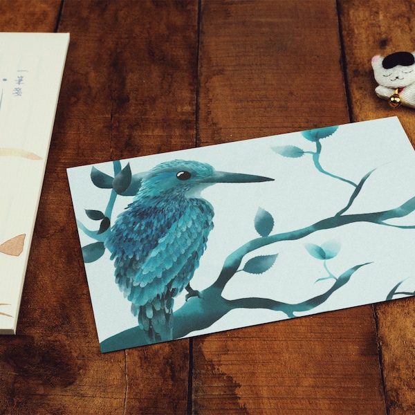 Illustrierter Eisvogel,  Post- oder Klappkarte