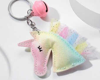 Set of Adorable Matching Unicorn Best Friends Silver Keychains Pink