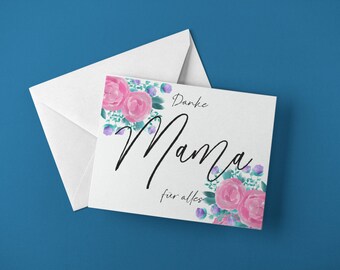 "Mom is the best" with floral illustration, postcard or folding card in A6 format, perfect gifts for mom, Mother's Day gift