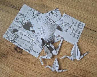 Origami Kraniche aus japanischen Manga, Japanische Party Deko, Glücksbringer aus Japan, Handgefaltete Dekoration, Geschenk Japan Liebhaber