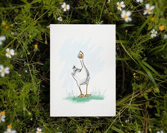 Goose postcard or folding card in DIN A6 format, hand-drawn card digitized and printed, small Easter gifts