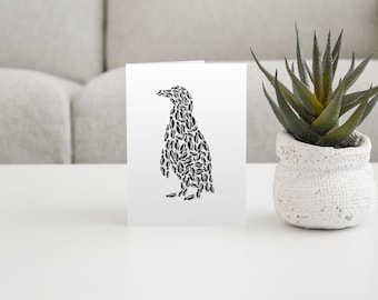 Postcard or greeting card with a cute penguin, high-quality illustrated print, penguin gift, penguin love, penguin card A5