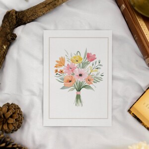 Bouquet de fleurs, carte postale ou carte pliante, DinA6