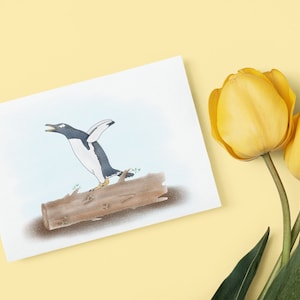 Postal pingüino o tarjeta plegable