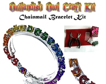 Pride Gift | Rainbow Chainmail Jewellery Making Kit | Byzantine Chainmail Bracelet Kit |  Pride Jewellery | Complete Chain Mail Kit Beginner